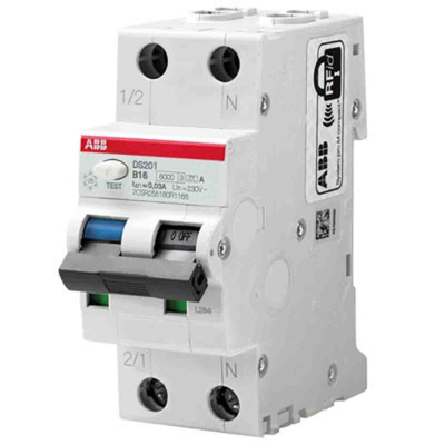 ABB RCBO, 6A Current Rating, 2P Poles, 30mA Trip Sensitivity, System Pro M Compact Range