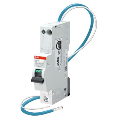 ABB RCBO, 10A Current Rating, 2P Poles, 30mA Trip Sensitivity