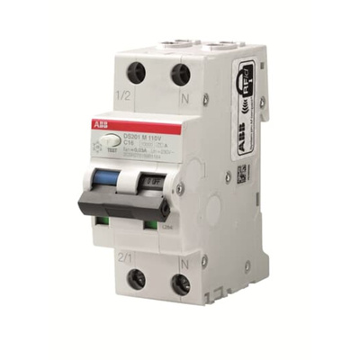 ABB RCBO, 32A Current Rating, 2P Poles, 30mA Trip Sensitivity