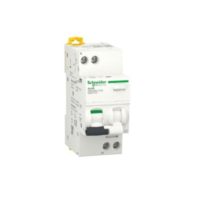 Schneider Electric RCBO, 16A Current Rating, 1P+N Poles, 30mA Trip Sensitivity, Type C, Acti9 Range