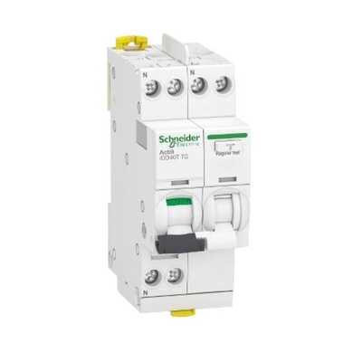 Schneider Electric RCBO, 40A Current Rating, 1P+N Poles, 30mA Trip Sensitivity, Type C, Acti9 Range