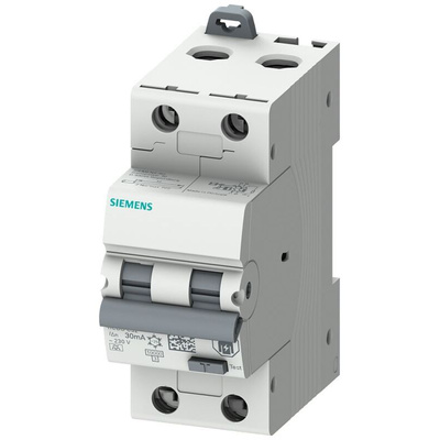 Siemens RCBO, 10A Current Rating, 2P Poles, 30mA Trip Sensitivity, Type B, Sentron Range