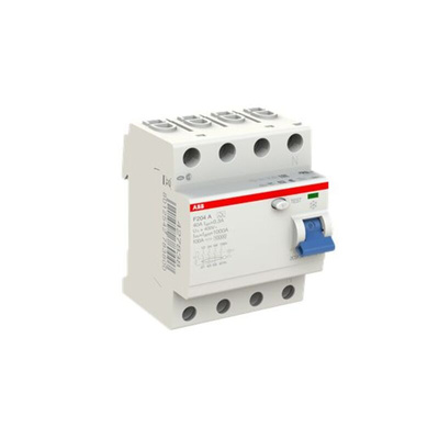 ABB F200 RCCB, 40A, 4 Pole, 300mA, Type A, 230/400V ac