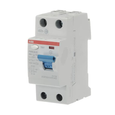 ABB F200 RCCB, 40A, 2 Pole, 30mA, Type A, 230V