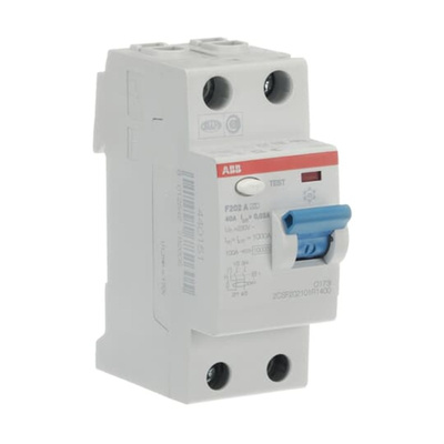 ABB F200 RCCB, 40A, 2 Pole, 30mA, Type A, 230V