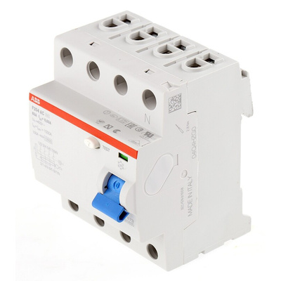 ABB F200 RCCB, 63A, 4 Pole, 30mA, Type AC