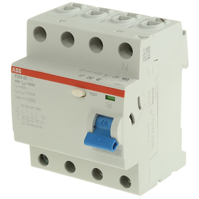 ABB F200 RCCB, 63A, 4 Pole, 300mA, Type AC