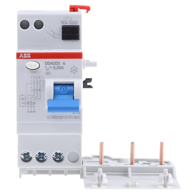 ABB DDA 200 A RCD Switch, 40A, 3 Pole, 30mA, Type A, 230 → 400V