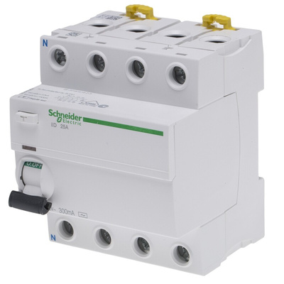 Schneider Electric iID RCCB, 25A, 4 Pole, 300mA, 380 → 415V ac