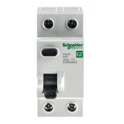 Schneider Electric EZ9 RCCB, 63A, 2 Pole, 30mA, Type AC, 230V ac