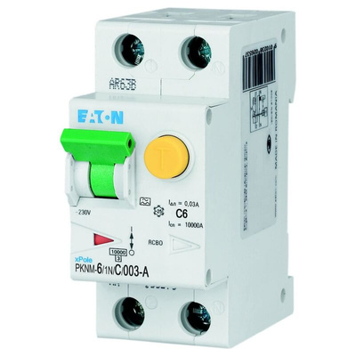 Eaton RCD, 6A, 2 Pole, 30mA, Type C, 230V