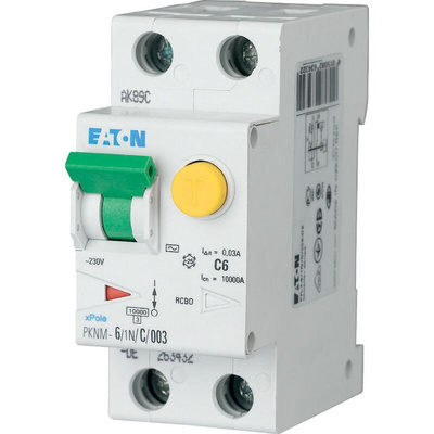 Eaton RCD, 6A, 2 Pole, 30mA, Type C, 230V