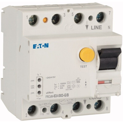 Eaton RCCB, 63A, 4 Pole, 30mA, Type B, 240/415V ac
