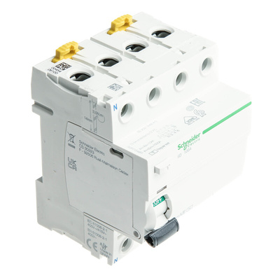 Schneider Electric A9 RCCB, 100A, 4 Pole, 300mA, Type AC, 415V ac
