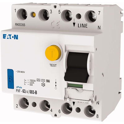 Eaton RCCB, 63A, 4 Pole, 30mA, Type B, 230 V ac, 400 V ac
