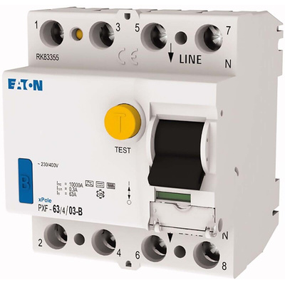 Eaton RCCB, 63A, 4 Pole, 300mA, 230 V ac, 400 V ac