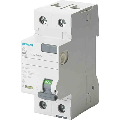 Siemens 5SV3 RCCB, 40A, 2 Pole, 30mA, Type F, 230V ac