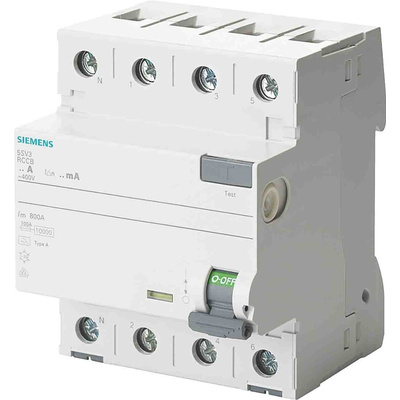 Siemens 5SV3 RCCB, 40A, 4 Pole, 300mA, Type A, 400V ac