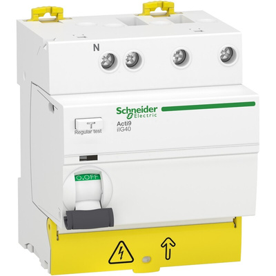 Schneider Electric Acti9 iIG40 RCCB, 40A, 3 Pole, 30mA, 380 → 415V ac