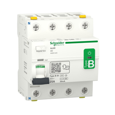 Schneider Electric Acti9 iID RCCB, 25A, 4 Pole, 30mA, 400V ac