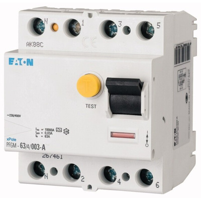 Eaton RCCB, 80A, 4 Pole, 30mA, Type AC, 230 V ac, 400 V ac