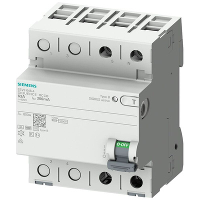 Siemens 5SV3626 RCCB, 63A, 2 Pole, 300mA, Type B, 230V ac