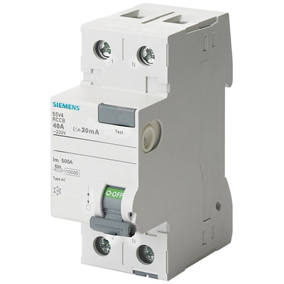 Siemens 5SV4311 RCCB, 16A, 2 Pole, 30mA, Type AC, 230V ac