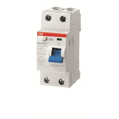 ABB F200 RCCB, 40A, 2 Pole, 100mA, Type AC, 230V ac