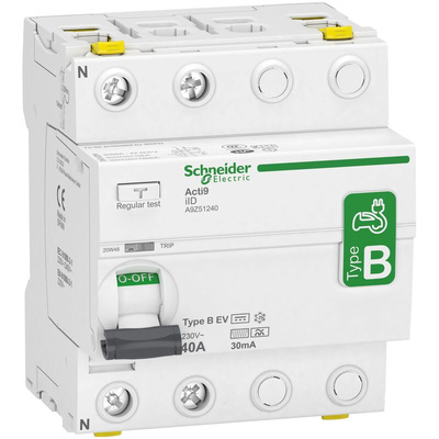 Schneider Electric iID RCCB, 40A, 2 Pole, 30mA, Type B-EV, 230V ac