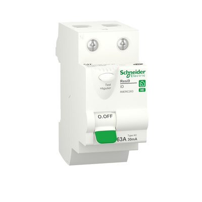 R9E RCCB, 63A, 2 Pole, 30mA, Type AC, 230V ac