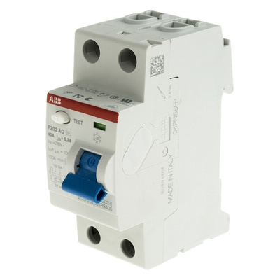 ABB F200 RCCB, 40A, 2 Pole, 300mA, Type AC