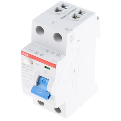 ABB F200 RCCB, 63A, 2 Pole, 300mA, Type AC