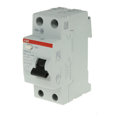 ABB FH200 RCCB, 63A, 2 Pole, 30mA, Type AC
