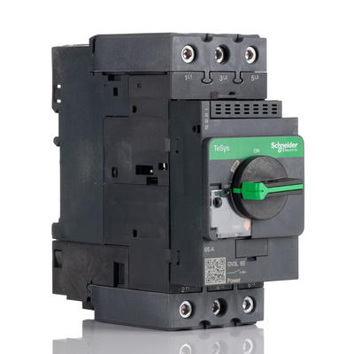 Schneider Electric TeSys Thermal Circuit Breaker - GV3 3 Pole 690V Voltage Rating DIN Rail Mount, 65A Current Rating