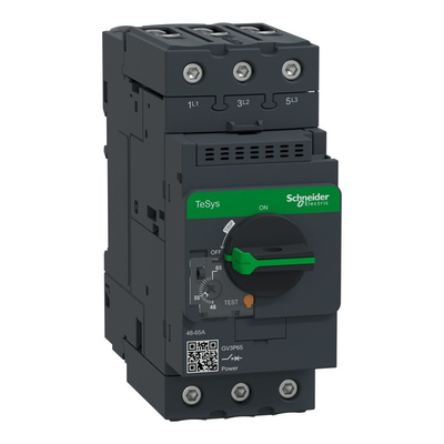 Schneider Electric TeSys Thermal Circuit Breaker - GV3 3 Pole 690V Voltage Rating DIN Rail Mount, 65A Current Rating