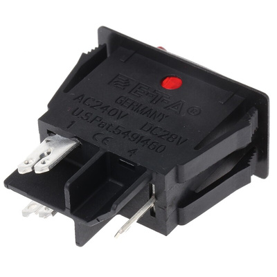 ETA Thermal Circuit Breaker - 1410-F Single Pole 240V Voltage Rating Panel Mount, 5A Current Rating