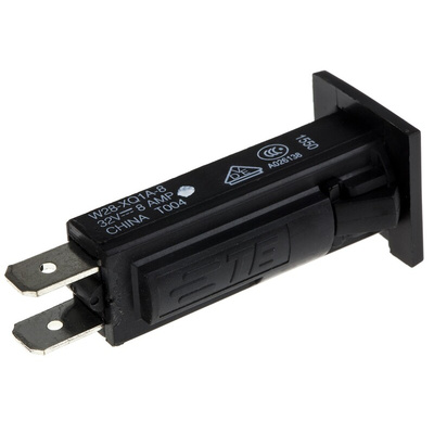 TE Connectivity Thermal Circuit Breaker - W28 SP Pole 32 V dc, 250 V ac Voltage Rating Panel Mount, 8A Current Rating