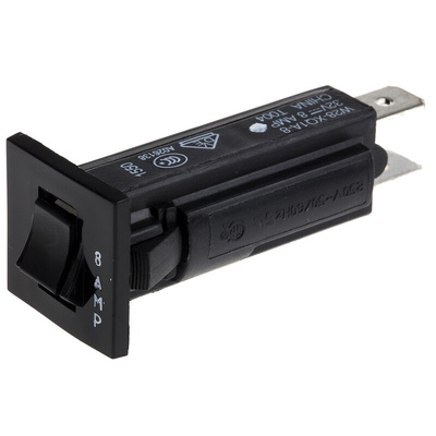 TE Connectivity Thermal Circuit Breaker - W28 SP Pole 32 V dc, 250 V ac Voltage Rating Panel Mount, 8A Current Rating