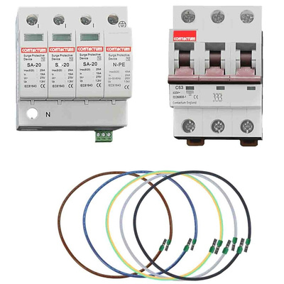 Contactum 3 Phase Surge Protector, 40kA, DIN Rail Mount