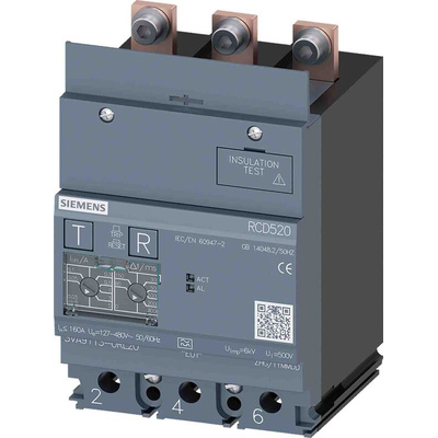 Siemens 3VA9 RCD, 160A, 3 Pole, Type A