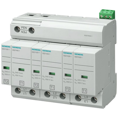 Siemens 3 Phase Surge Protector, 25kA, DIN Rail Mount