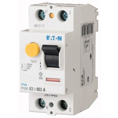 Eaton RCCB, 25A, 2 Pole, 30mA, Type G, 230V ac