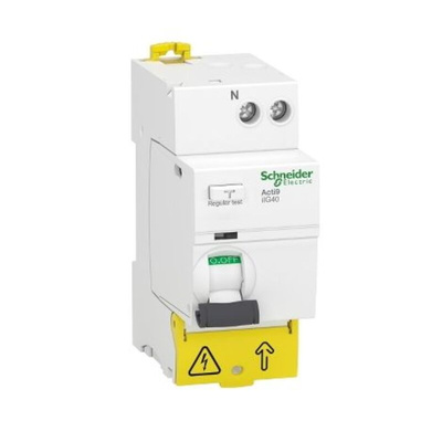 Schneider Electric Acti9 iIG40 RCCB, 63A, 1P+N Pole, 30mA, Type AC, 220 → 240V ac