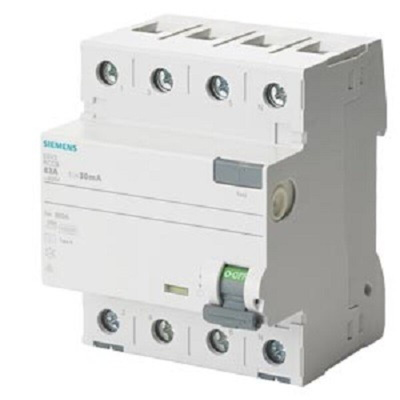 Siemens SENTRON 5SV3xxx RCCB, 63A, 4 Pole, 500mA, Type A, 400V ac