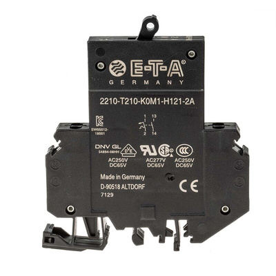 ETA Thermal Magnetic Circuit Breaker - 2210 Single Pole DIN Rail Mount, 2A Current Rating