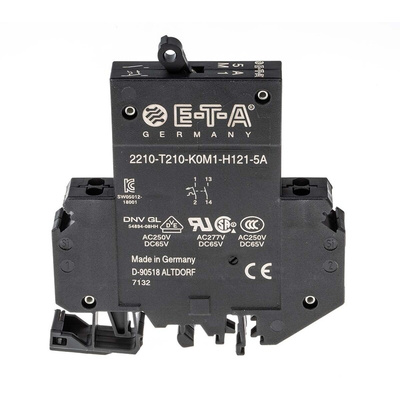 ETA Thermal Circuit Breaker - 2210 Single Pole 277V ac Voltage Rating DIN Rail Mount, 5A Current Rating