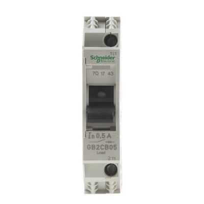 Schneider Electric Thermal Circuit Breaker - GB2 Single Pole 277V ac Voltage Rating DIN Rail Mount, 500mA Current Rating