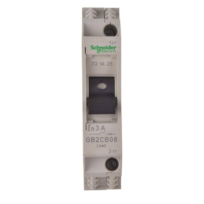 Schneider Electric Thermal Circuit Breaker - GB2 Single Pole 277V ac Voltage Rating DIN Rail Mount, 3A Current Rating