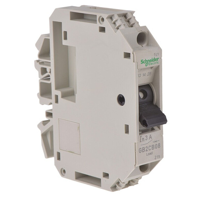 Schneider Electric Thermal Circuit Breaker - GB2 Single Pole 277V ac Voltage Rating DIN Rail Mount, 3A Current Rating