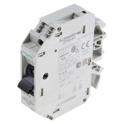 Schneider Electric Thermal Circuit Breaker - GB2 Single Pole 277V ac Voltage Rating DIN Rail Mount, 4A Current Rating